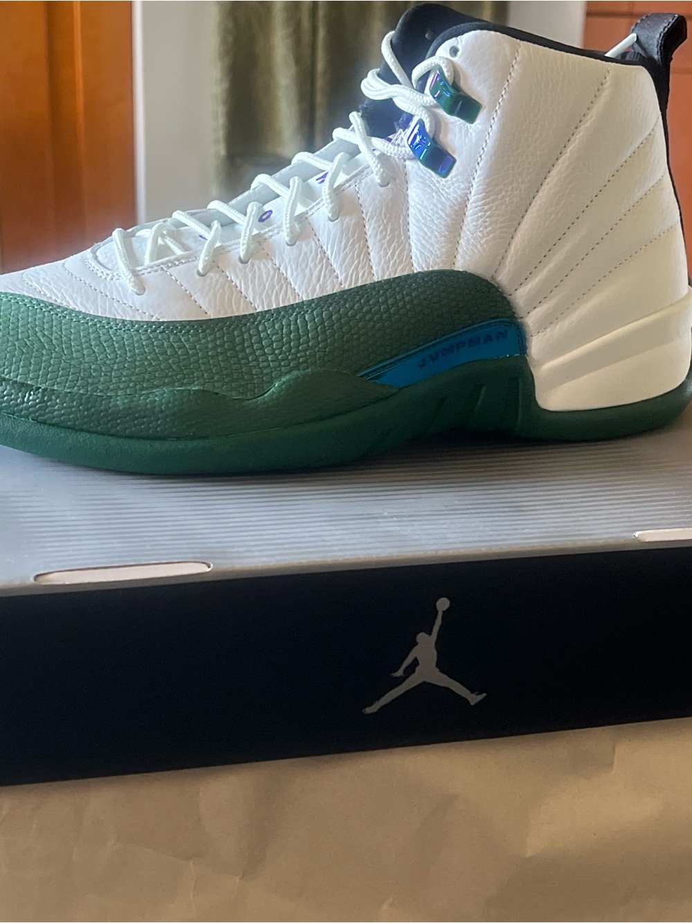 Jordan Men's White and Green High-Top Sneakers